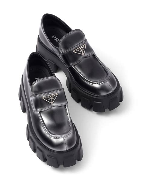 prada loafers brushed leather|prada brushed leather monolith loafers.